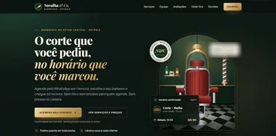 Modelo de página para barbearia, com empresa fictícia