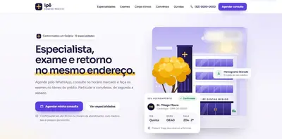 Modelo de página para clínica médica, com empresa fictícia